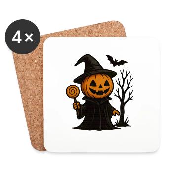 Citrouille magicien Costume d’Halloween - Dessous de verre (lot de 4) - blanc - Devant