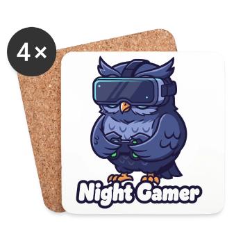 NachtGamer Eule VR - Untersetzer (4er-Set) - Weiß - Vorne