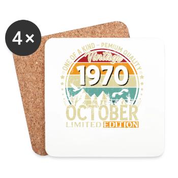 55ème Anniversaire Vintage Octobre Millésime 1970 - Dessous de verre (lot de 4) - blanc - Devant