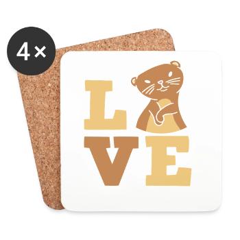 Seeotter Cartoon Liebe - Untersetzer (4er-Set) - Weiß - Vorne