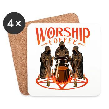 Worship Coffee Bold Caffeine Statement - Coasters (set of 4) - white - Front