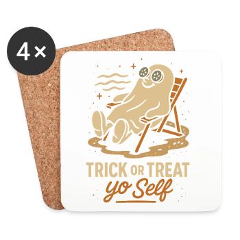 Süßes Oder Saures Yo Self Lazy Kostüm Lustiger Spruch - Untersetzer (4er-Set) - Weiß - Vorne