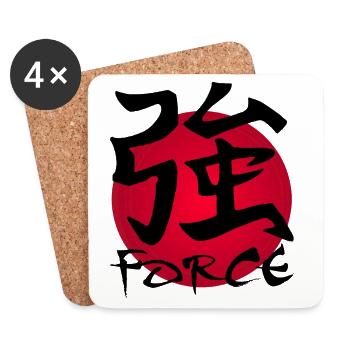 The word force in Japanese (black) - Coasters (set of 4) - white - Front