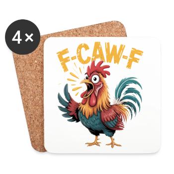 Lebendiges Hahn-FCAWF-Maskottchen - Untersetzer (4er-Set) - Weiß - Vorne