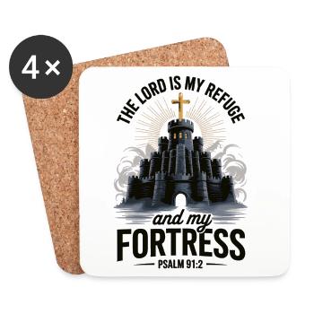 T-shirt de foi avec château, croix et verset biblique - Dessous de verre (lot de 4) - blanc - Devant