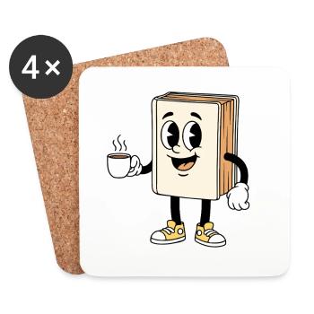 Livre de bande dessinée Amateur de café Lecture - Dessous de verre (lot de 4) - blanc - Devant