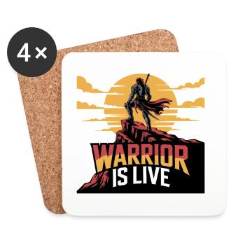 Warrior On Cliff Sunset - Coasters (set of 4) - white - Front