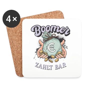 Boomer zahlt bar – Lustiges Bargeld Motiv - Untersetzer (4er-Set) - Weiß - Vorne