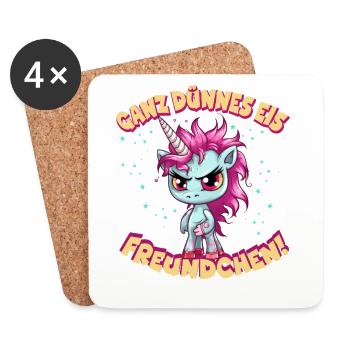 Angry unicorn with pink mane - Coasters (set of 4) - white - Front