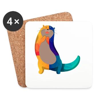 Seeotter Cartoon - Untersetzer (4er-Set) - Weiß - Vorne