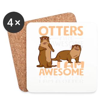 Loutre de mer dessin animé Je suis génial - Dessous de verre (lot de 4) - blanc - Devant