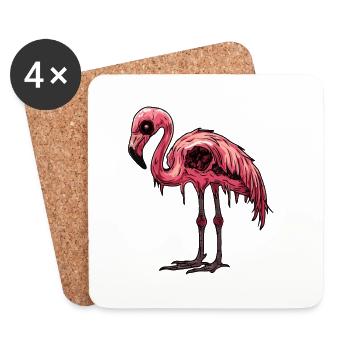 Flamingo Halloween Bande dessinée drôle - Dessous de verre (lot de 4) - blanc - Devant