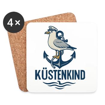 Küstenkind Anker Seemotiv - Untersetzer (4er-Set) - Weiß - Vorne