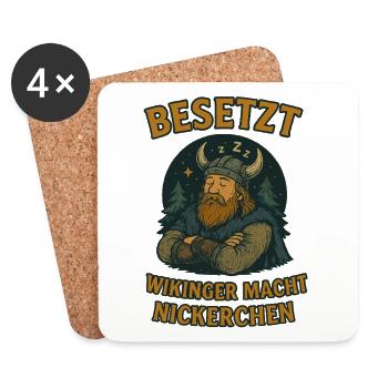 Viking Rest Mode Humor Design Viking Sleep Shirt - Coasters (set of 4) - white - Front