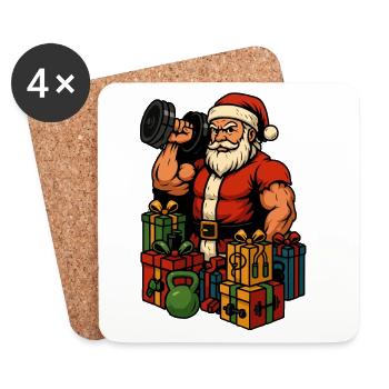 Fitness Santa with gifts - Coasters (set of 4) - white - Front