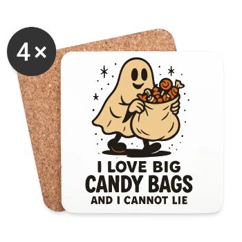 J’aime les gros sacs de bonbons Halloween drôle disant fantôme - Dessous de verre (lot de 4) - blanc - Devant