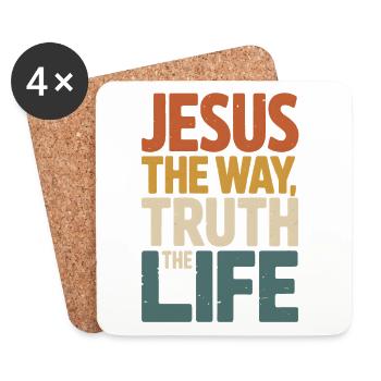 Jesus The Way Truth Living - Coasters (set of 4) - white - Front