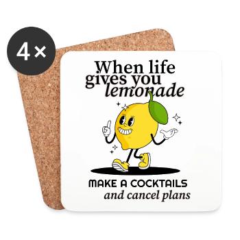 Quand la vie vous donne de la limonade, faites un cocktail - Dessous de verre (lot de 4) - blanc - Devant