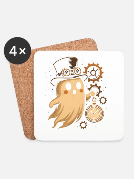 Steampunk Geist Uhrwerk - Untersetzer (4er-Set) - Weiß