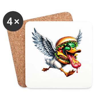 Canard d’Halloween avec Cheeseburger Monster Essen - Dessous de verre (lot de 4) - blanc - Devant