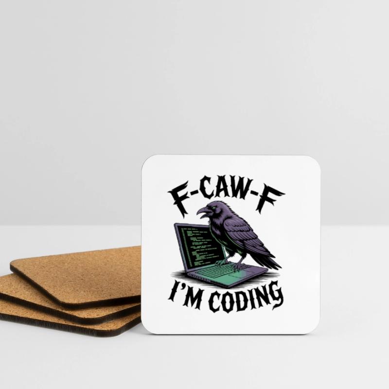 RabenCoder: Code Raven am Laptop Untersetzer (4er-Set)