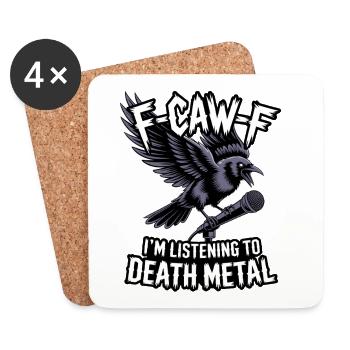 Krähe mit Mikrofon – Death Metal - Untersetzer (4er-Set) - Weiß - Vorne