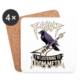 F-Caw-F Doom Metal Raben-Gitarre - Untersetzer (4er-Set) - Weiß - Vorne