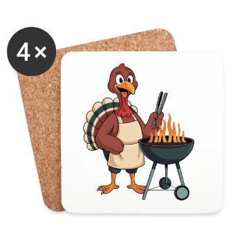 Lustiges Truthahn-Grill-Design - Untersetzer (4er-Set) - Weiß - Vorne