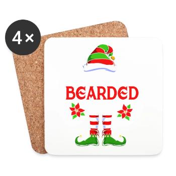 Elfe Elf Weihnachtsgeschenk Bart Bärtig Friseur - Untersetzer (4er-Set) - Weiß - Vorne