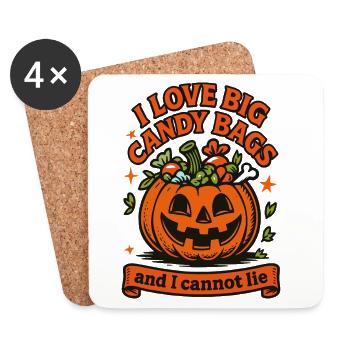 J’aime les gros sacs de bonbons drôle Halloween disant - Dessous de verre (lot de 4) - blanc - Devant