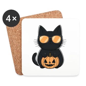 Cat Halloween Cat - Coasters (set of 4) - white - Front