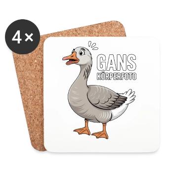Ganskörperfoto Lustige Gans Wortspiel - Untersetzer (4er-Set) - Weiß - Vorne
