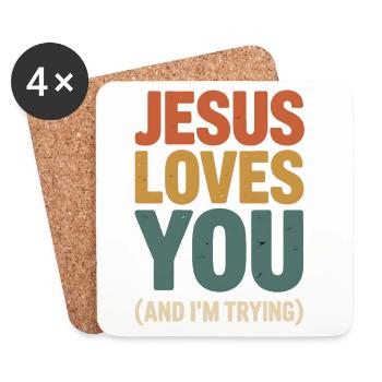Jesus Loves You Tee - Coasters (set of 4) - white - Front