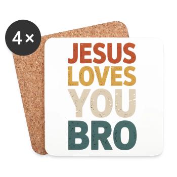 Jesus Loves You Bro - Untersetzer (4er-Set) - Weiß - Vorne