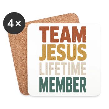 Team Jesus Lebenszeit Mitglied - Untersetzer (4er-Set) - Weiß - Vorne