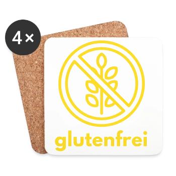 Glutenfrei Symbol in Gelb - Untersetzer (4er-Set) - Weiß - Vorne
