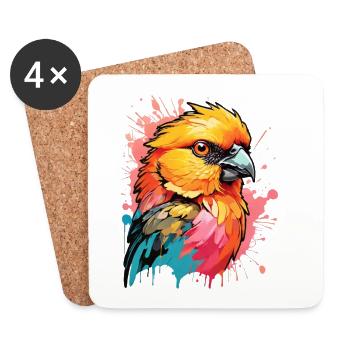 Fiery Parrot Color Art - Coasters (set of 4) - white - Front