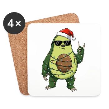 Avocat sucré avec guirlandes lumineuses du Père Noël - Dessous de verre (lot de 4) - blanc - Devant