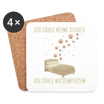 Ich zähle Katzenpfoten Bettdekor - Untersetzer (4er-Set) - Weiß - Vorne