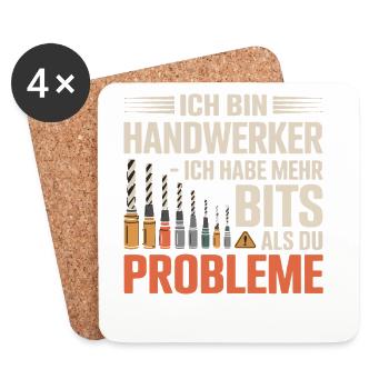 Ich bin Handwerker – Mehr Bits als Probleme - Untersetzer (4er-Set) - Weiß - Vorne