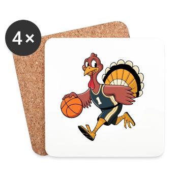 Thanksgiving Türkei Basketball spielen - Untersetzer (4er-Set) - Weiß - Vorne