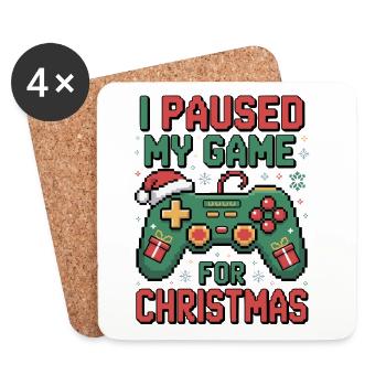 Paused Game Christmas Gaming Christmas - Coasters (set of 4) - white - Front