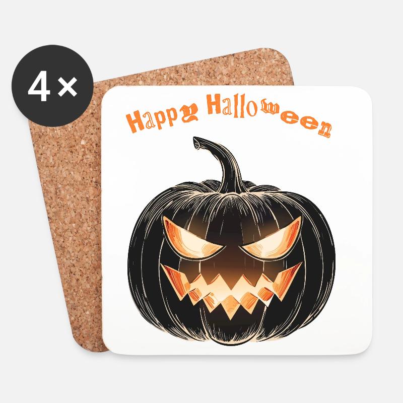 Happy Halloween - Untersetzer (4er-Set) - Weiß
