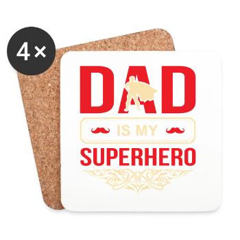Papa Héros Meilleur Ami Famille Cadeaux - Dessous de verre (lot de 4) - blanc - Devant