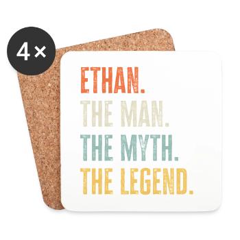 Ethan Man Myth Legend Retro Design Geschenk Name - Untersetzer (4er-Set) - Weiß - Vorne