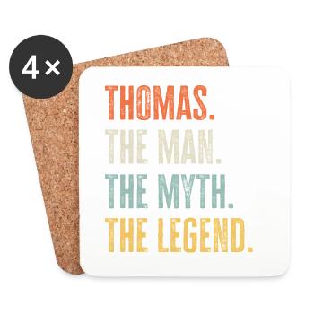 Thomas Man Myth Legend Retro Design Geschenk Name - Untersetzer (4er-Set) - Weiß - Vorne