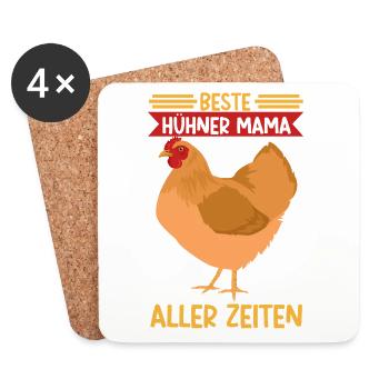 Hühner Mama Muttertag Mutterschaft Mama Elternteil - Untersetzer (4er-Set) - Weiß - Vorne