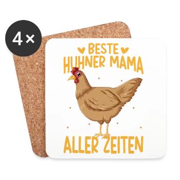 Beste Hühner Mama Aller Zeiten - Untersetzer (4er-Set) - Weiß - Vorne