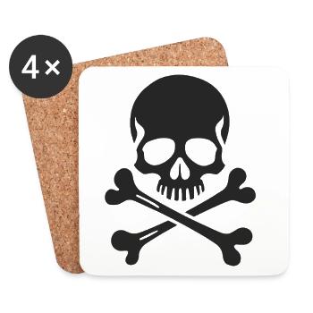 Classic Jolly Roger Skull - Coasters (set of 4) - white - Front