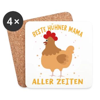Beste Hühner Mama Aller Zeiten - Untersetzer (4er-Set) - Weiß - Vorne